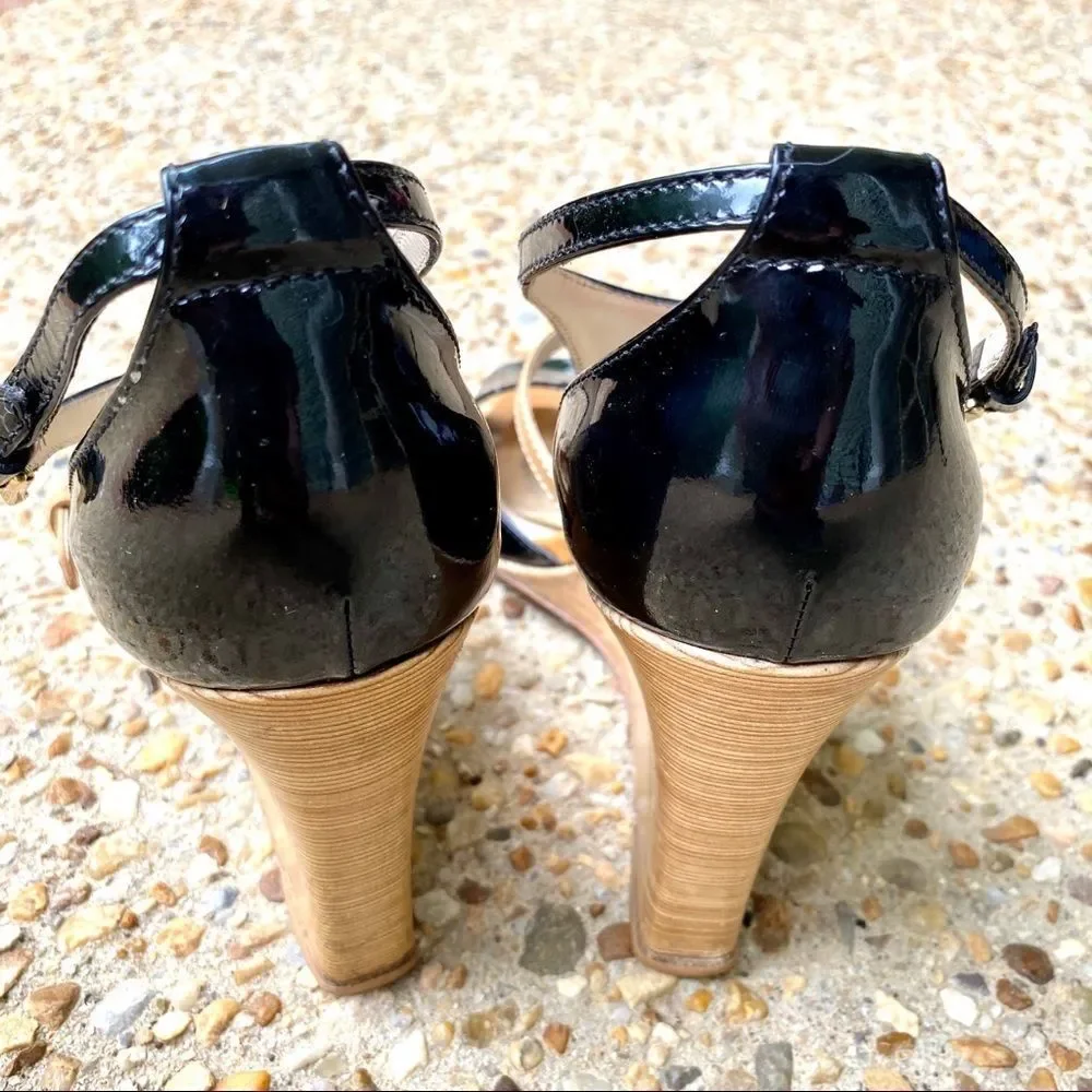 Tod’s Zeppa Wedge Black Patent BrownSandals 41